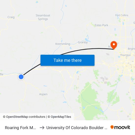 Roaring Fork Marketplace to University Of Colorado Boulder (Williams Village) map