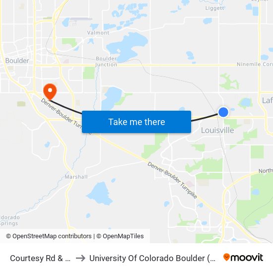 Courtesy Rd & Hecla Dr to University Of Colorado Boulder (Williams Village) map
