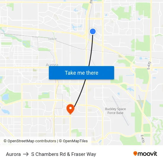 Aurora to S Chambers Rd & Fraser Way map