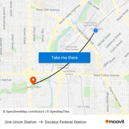 One Union Station to Decatur-Federal Station map