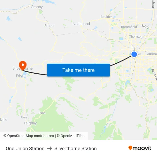 One Union Station to Silverthorne Station map