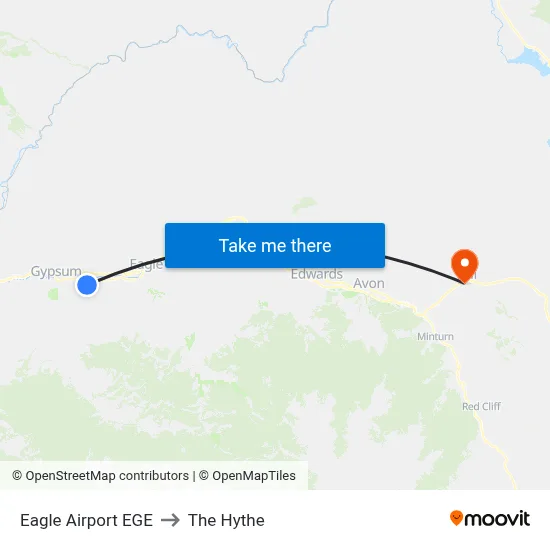 Eagle Airport EGE to The Hythe map