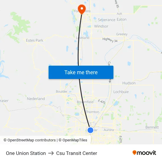 One Union Station to Csu Transit Center map