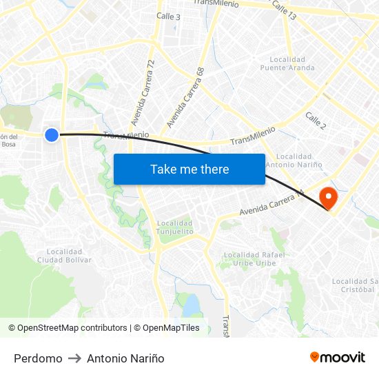 Perdomo to Antonio Nariño map