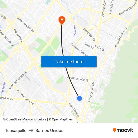 Teusaquillo to Barrios Unidos map