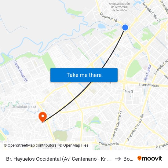 Br. Hayuelos Occidental (Av. Centenario - Kr 87) to Bosa map