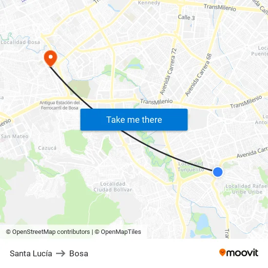 Santa Lucía to Bosa map