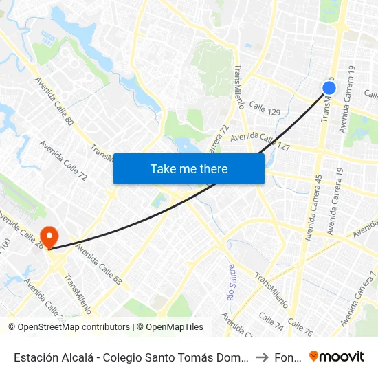 Estación Alcalá - Colegio Santo Tomás Dominicos (Auto Norte - Cl 136) to Fontibón map