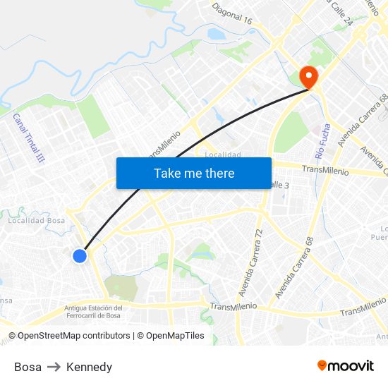 Bosa to Kennedy map