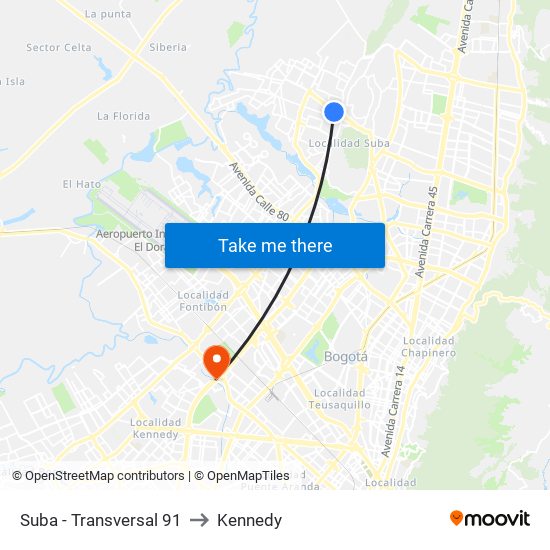 Suba - Transversal 91 to Kennedy map