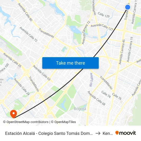 Estación Alcalá - Colegio Santo Tomás Dominicos (Auto Norte - Cl 136) to Kennedy map