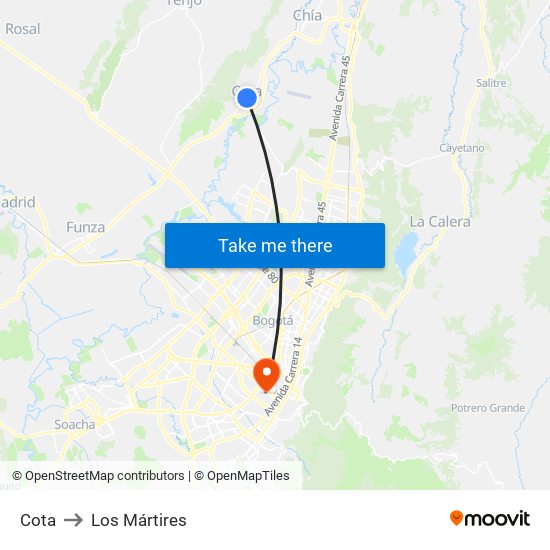 Cota to Los Mártires map