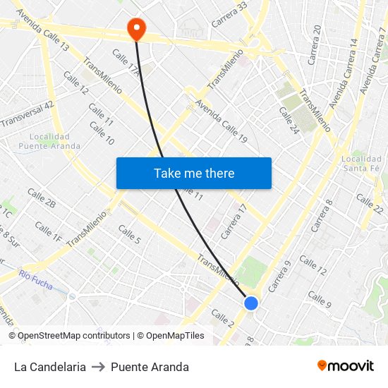 La Candelaria to Puente Aranda map
