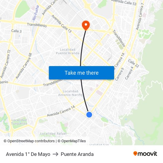 Avenida 1° De Mayo to Puente Aranda map