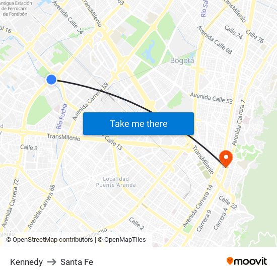 Kennedy to Santa Fe map