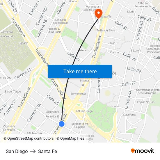 San Diego to Santa Fe map