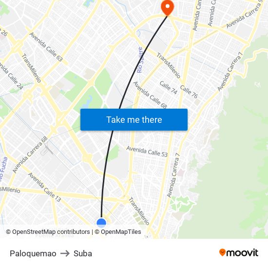Paloquemao to Suba map