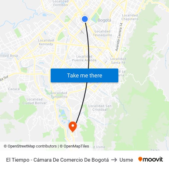 El Tiempo - Cámara De Comercio De Bogotá to Usme map