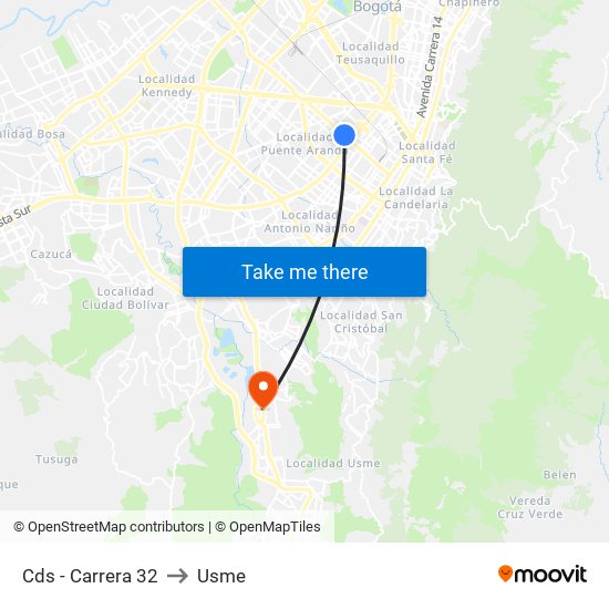 Cds - Carrera 32 to Usme map