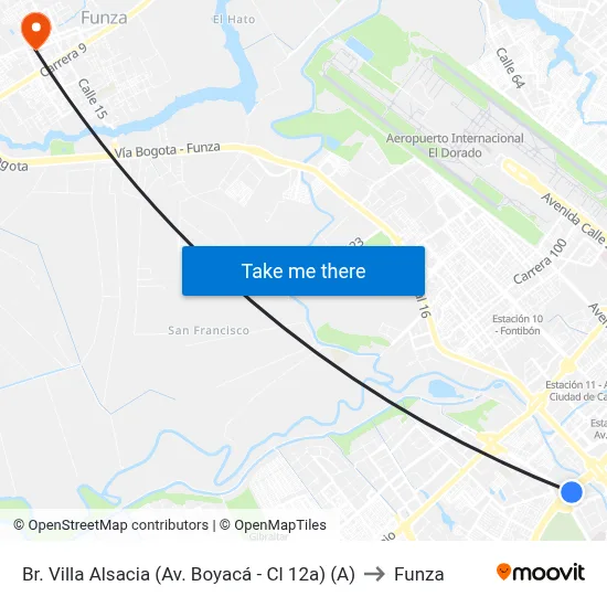 Br. Villa Alsacia (Av. Boyacá - Cl 12a) (A) to Funza map