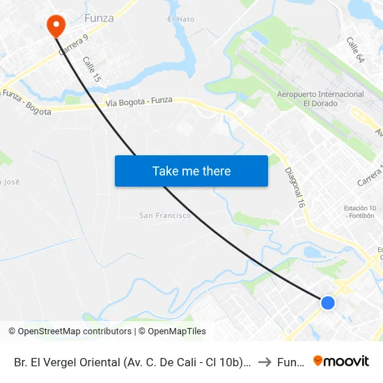 Br. El Vergel Oriental (Av. C. De Cali - Cl 10b) (A) to Funza map
