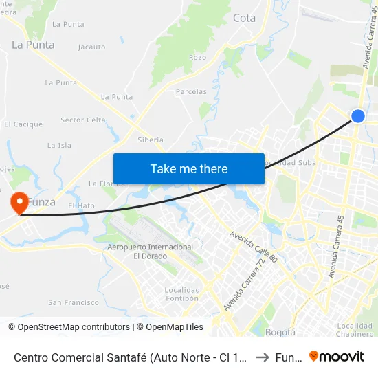 Centro Comercial Santafé (Auto Norte - Cl 187) (B) to Funza map