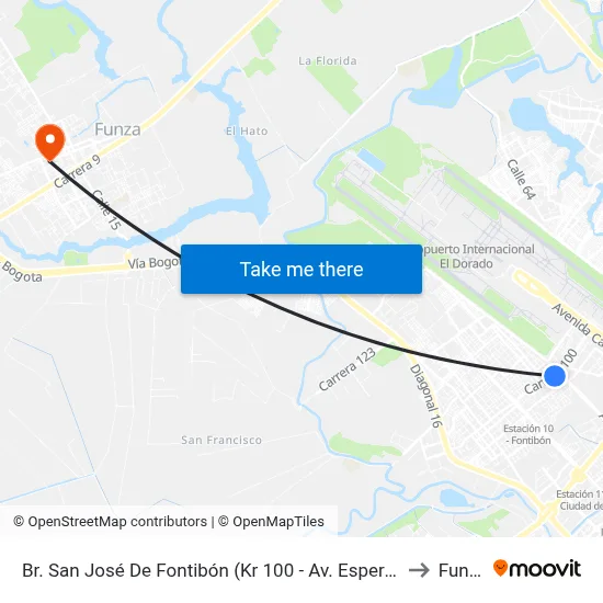 Br. San José De Fontibón (Kr 100 - Av. Esperanza) to Funza map