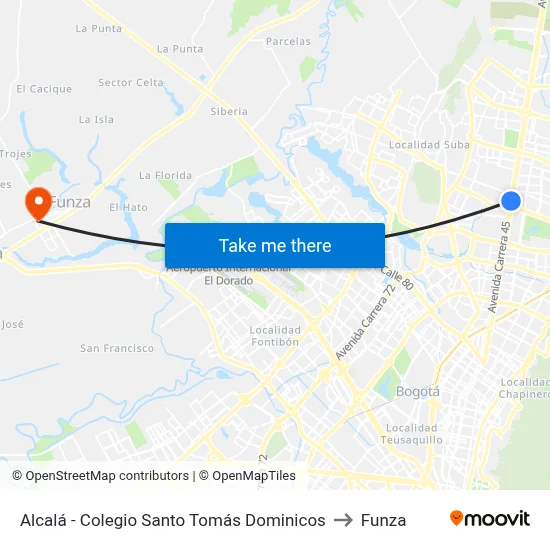 Alcalá - Colegio Santo Tomás Dominicos to Funza map