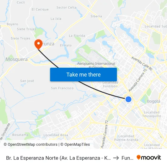 Br. La Esperanza Norte (Av. La Esperanza - Kr 69d) to Funza map