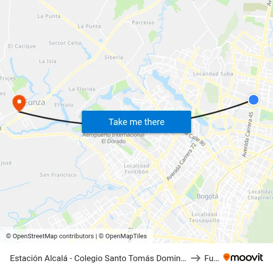 Estación Alcalá - Colegio Santo Tomás Dominicos (Auto Norte - Cl 136) to Funza map