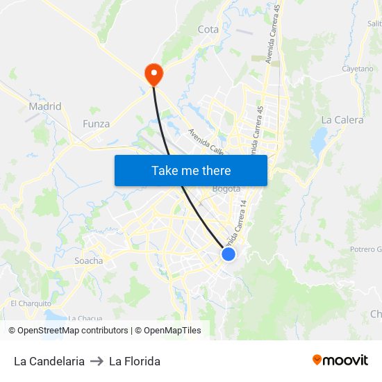La Candelaria to La Florida map