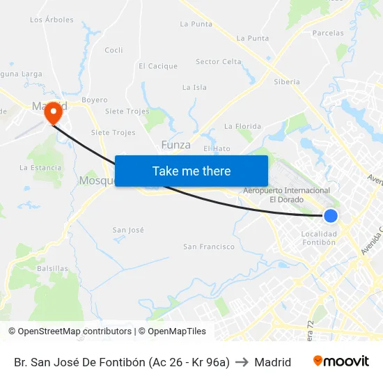 Br. San José De Fontibón (Ac 26 - Kr 96a) to Madrid map
