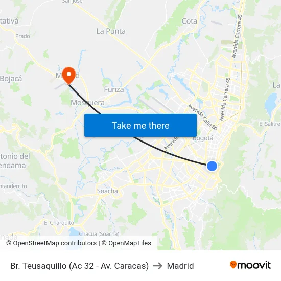 Br. Teusaquillo (Ac 32 - Av. Caracas) to Madrid map