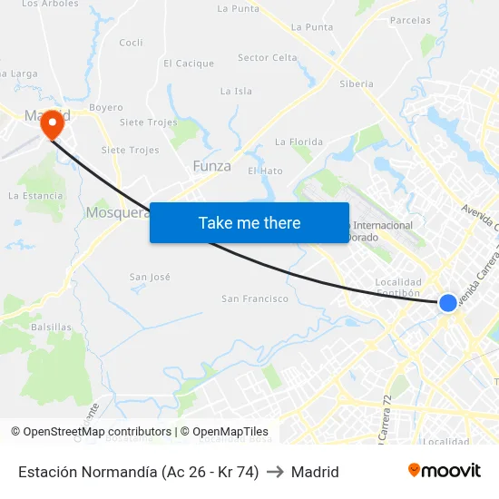 Estación Normandía (Ac 26 - Kr 74) to Madrid map