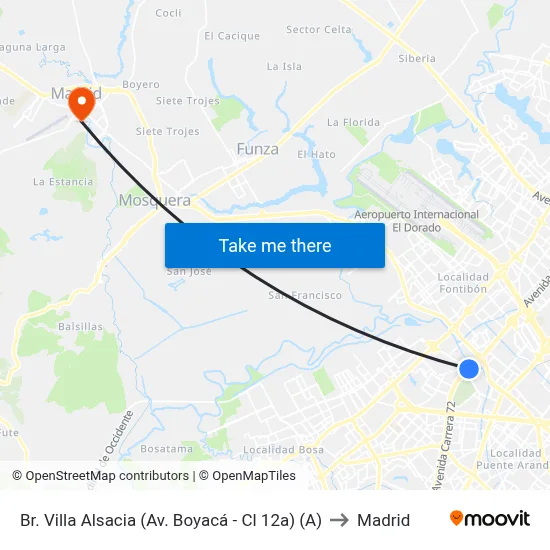 Br. Villa Alsacia (Av. Boyacá - Cl 12a) (A) to Madrid map