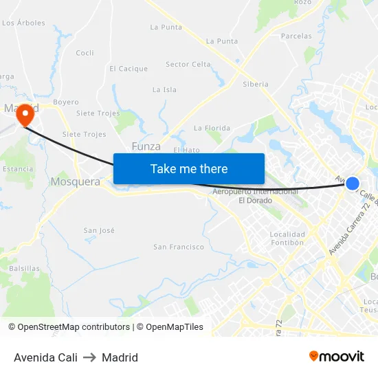 Avenida Cali to Madrid map