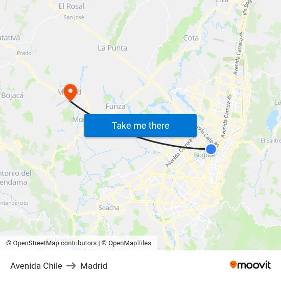 Avenida Chile to Madrid map