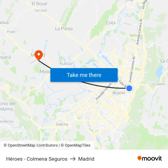 Héroes - Colmena Seguros to Madrid map
