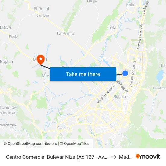Centro Comercial Bulevar Niza (Ac 127 - Av. Suba) to Madrid map