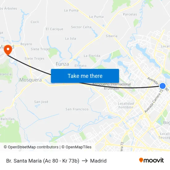 Br. Santa María (Ac 80 - Kr 73b) to Madrid map
