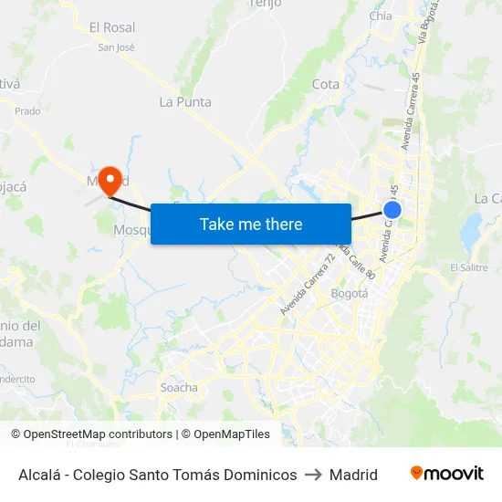 Alcalá - Colegio Santo Tomás Dominicos to Madrid map