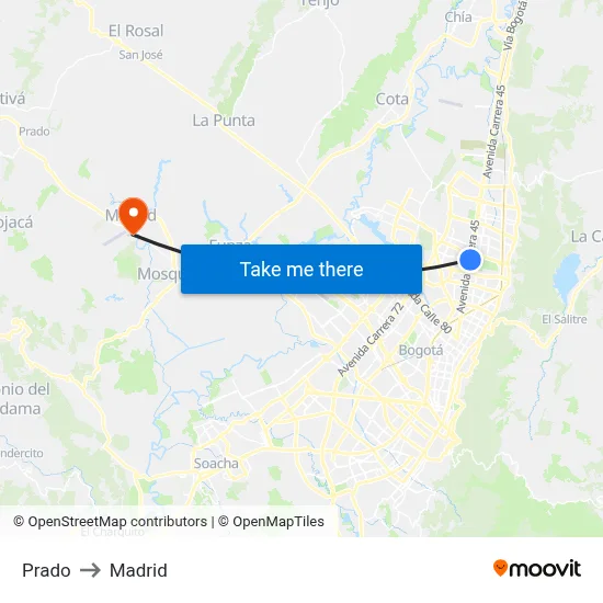 Prado to Madrid map