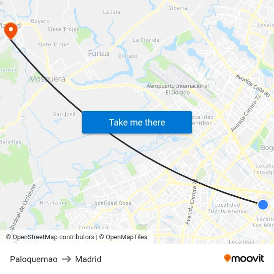 Paloquemao to Madrid map