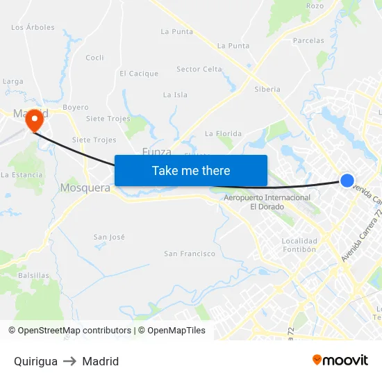 Quirigua to Madrid map