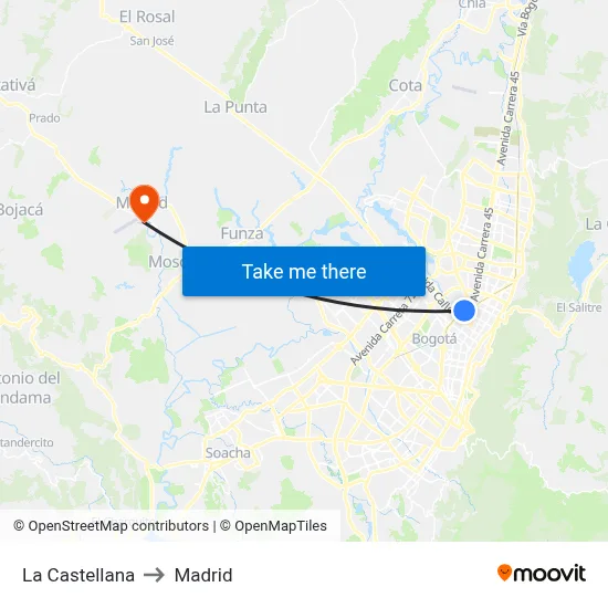La Castellana to Madrid map