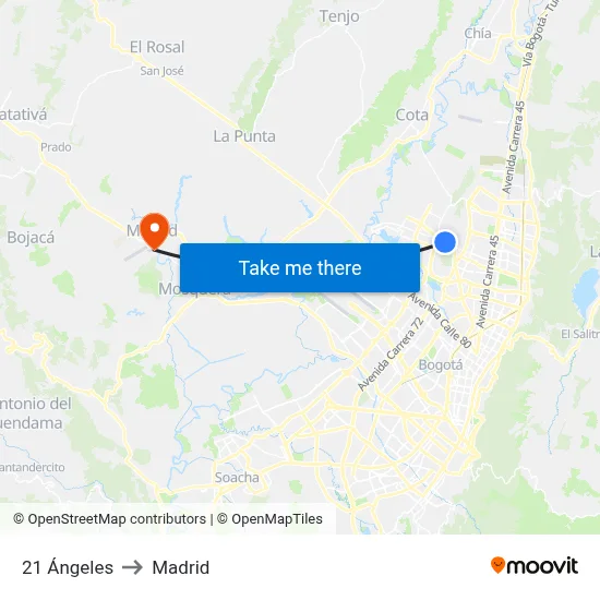 21 Ángeles to Madrid map