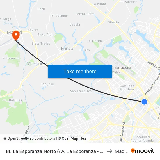 Br. La Esperanza Norte (Av. La Esperanza - Kr 69d) to Madrid map