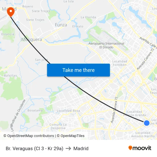 Br. Veraguas (Cl 3 - Kr 29a) to Madrid map