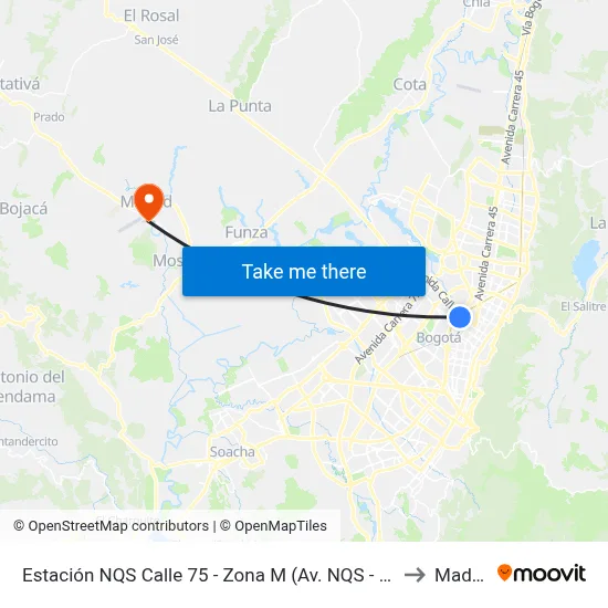 Estación NQS Calle 75 - Zona M (Av. NQS - Cl 75) to Madrid map