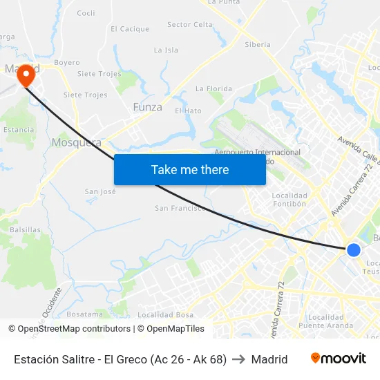 Estación Salitre - El Greco (Ac 26 - Ak 68) to Madrid map